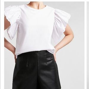 EXPRESS - Ruffle Sleeve Crew Neck Tee